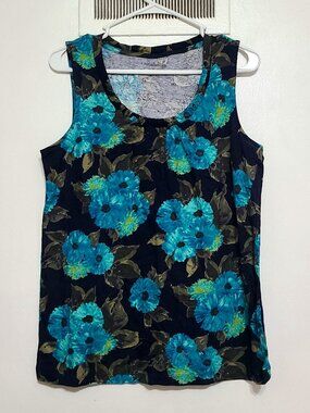 Blue Floral Sleeveless Top